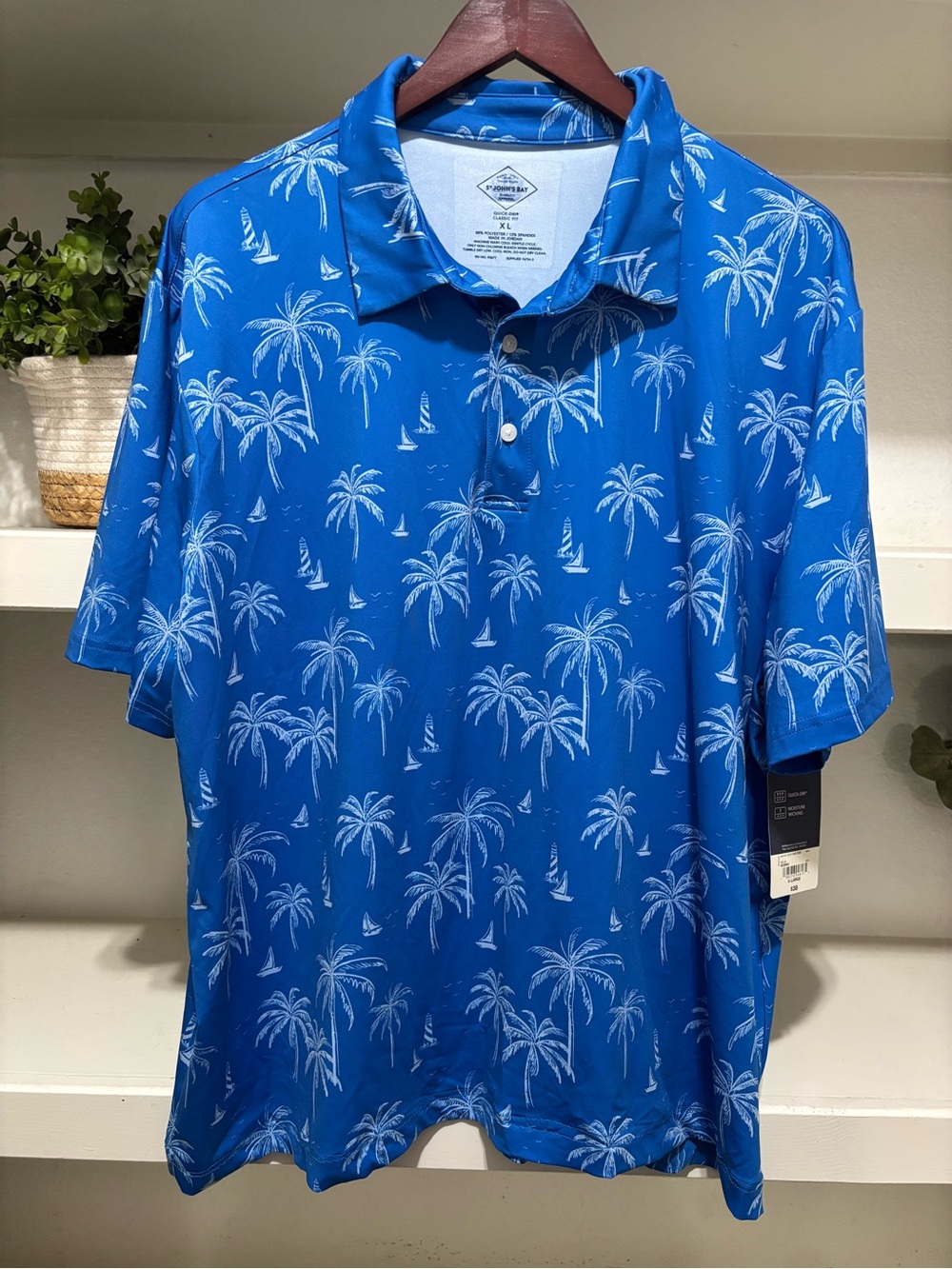 St. John's Bay Blue Palm-Print Polo